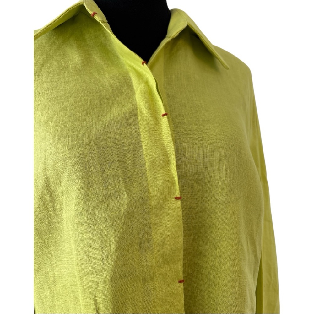Maria Helena Cabral Linen Shirt Lemon Yellow - Size S - Picture 3 of 7